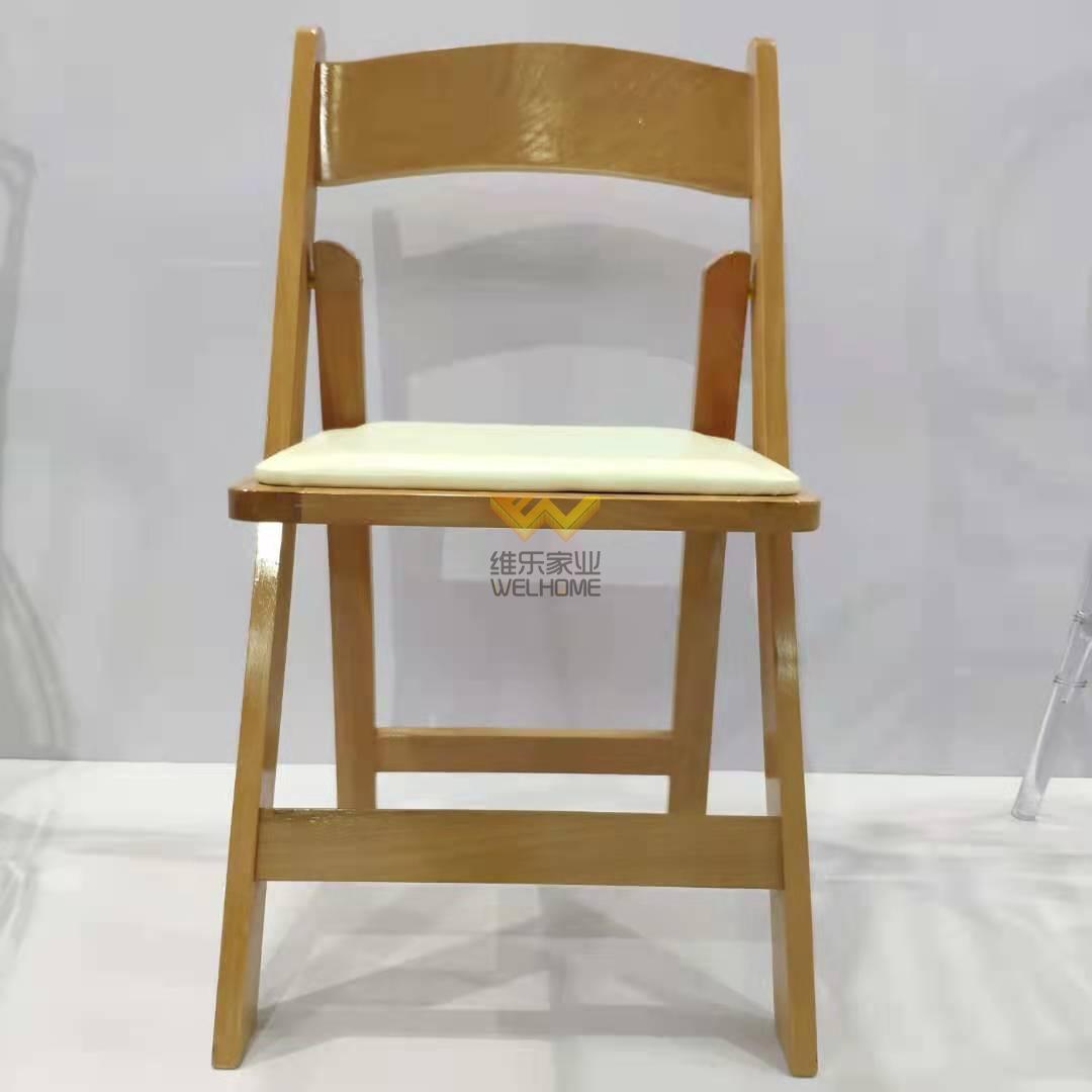 High quality solid beech wood folding chair for rental
